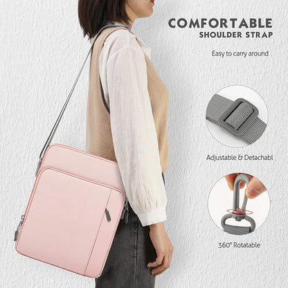 MoKo 12.9 Inch Tablet Sleeve Bag Carrying Case with Pockets Fits 13 Inch New iPad Pro M4 & Air M2 2024, iPad Pro 12.9 M2&M1, Surface Laptop Go 12.4", Galaxy Tab S8+/S9+ 12.4", Pink
