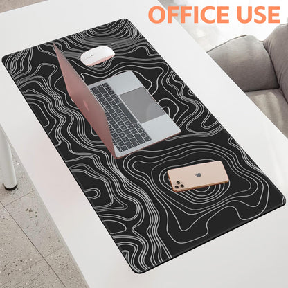NIYLYNSYN Mouse Pad Large Topographic Map Lines Non-Slip Game Desk Mat with Stitched Edge Laptop Keyboard Desk Pad for Work Home Gaming (35.4 x 15.7 Inches)