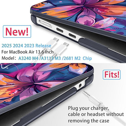 Mektron for 2025 M4 MacBook Air 13.6 Inch A3240 Case Fits 2023 A2681 M2 2024 A3113 M3 Chip with Liquid Retina Display Touch ID, Printed Plastic Hard Shell Cover for MacBook Air 13.6", Graffiti Flower