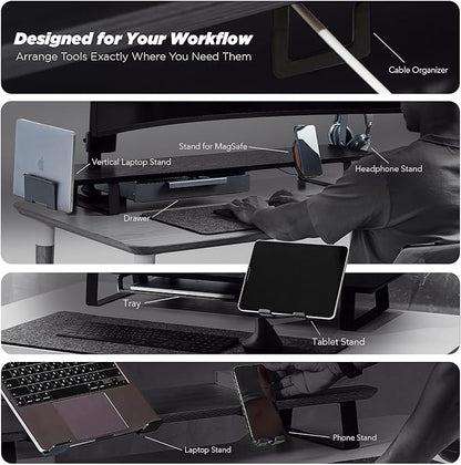 Moodular Add-ons Storage Drawer [Accessory Only - Requires Moodular Wooden Monitor Stand Slide Rails for Use] Black MSA-DR