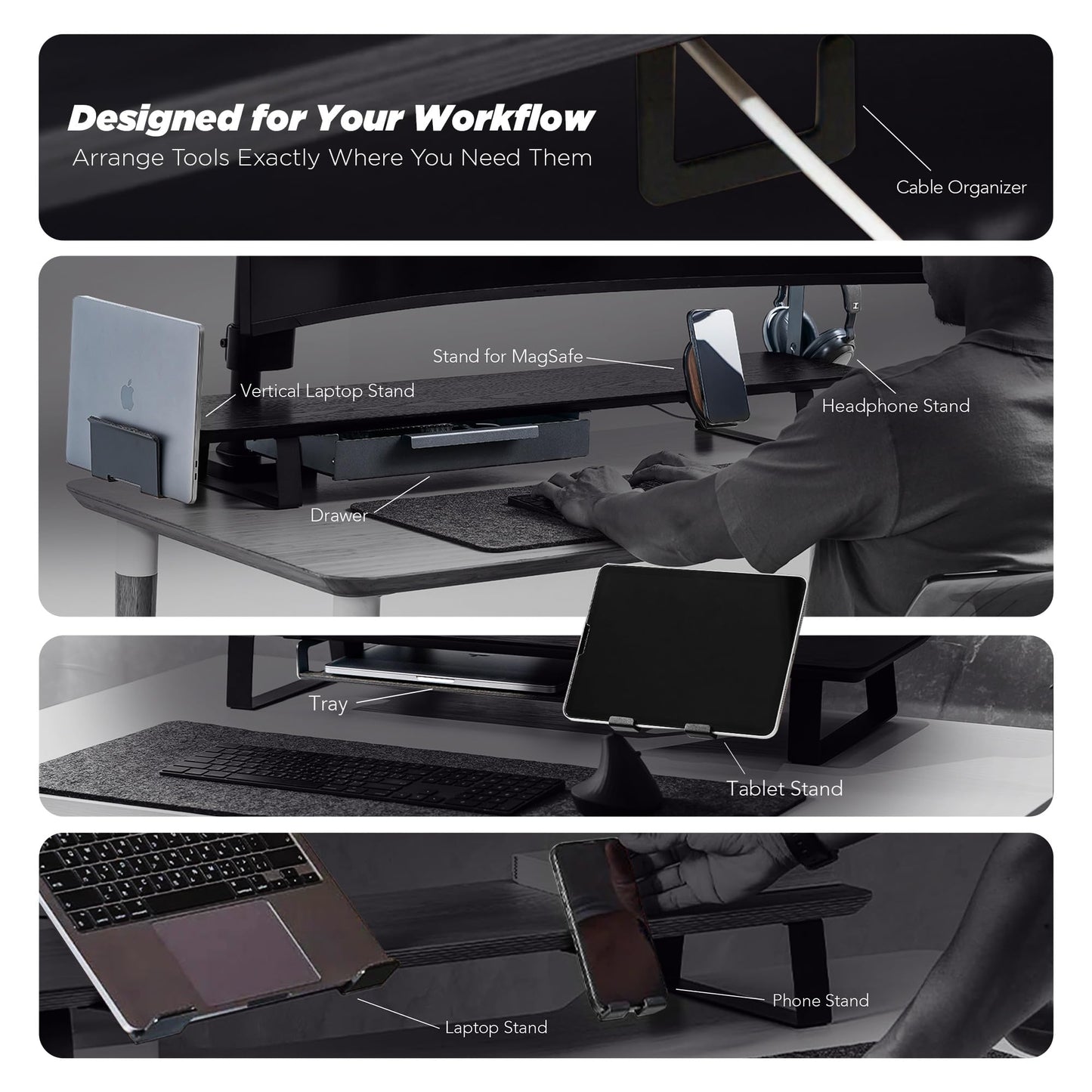 ULTRARM Moodular Storage Tray Add-On for Slide Rails, Do Not Use Alone