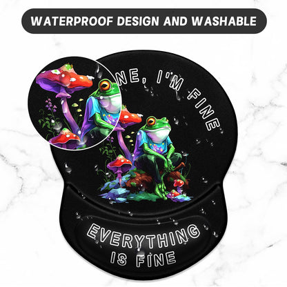 ITNRSIIET Ergonomic Mouse Pad with Gel Wrist Support Small Wrist Rest Smooth Surface Non-Slip PU Base Comfortable Office Supplies Pain Relief, 8.7 x 7.2 inches, Unhappy Frog