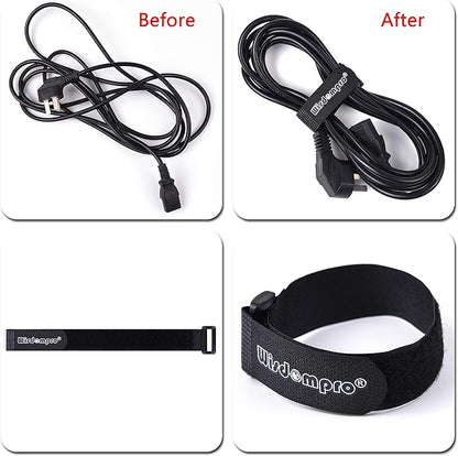20 Pack (8 12 18 24 Inches) Hook and Loop Reusable Fastening Cable Tie Down Straps by Wisdompro - Reusable, Durable Functional Ties to Keep Your Home, Office, Workspace from Tangled Messes of Cords