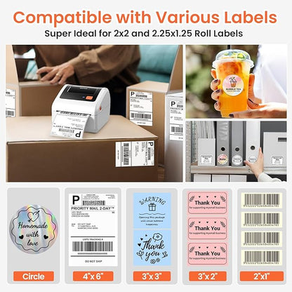 Bluetooth Thermal Shipping Label Printer - D450BT Thermal Label Printer 4x6 for Small Business & Shipping Packages, Compatible with iPhone, Android, iPad, Windows, macOS, USPS, Amazon, Tiktok