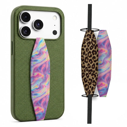 Switchbands Animal Print Phone Grip Strap – Reversible Elastic Strap, Drop Protection, Adhesive-Free, Arthritis Friendly, Wireless Charging Compatible, Universal Fit – Leopard & Pink Tie dye