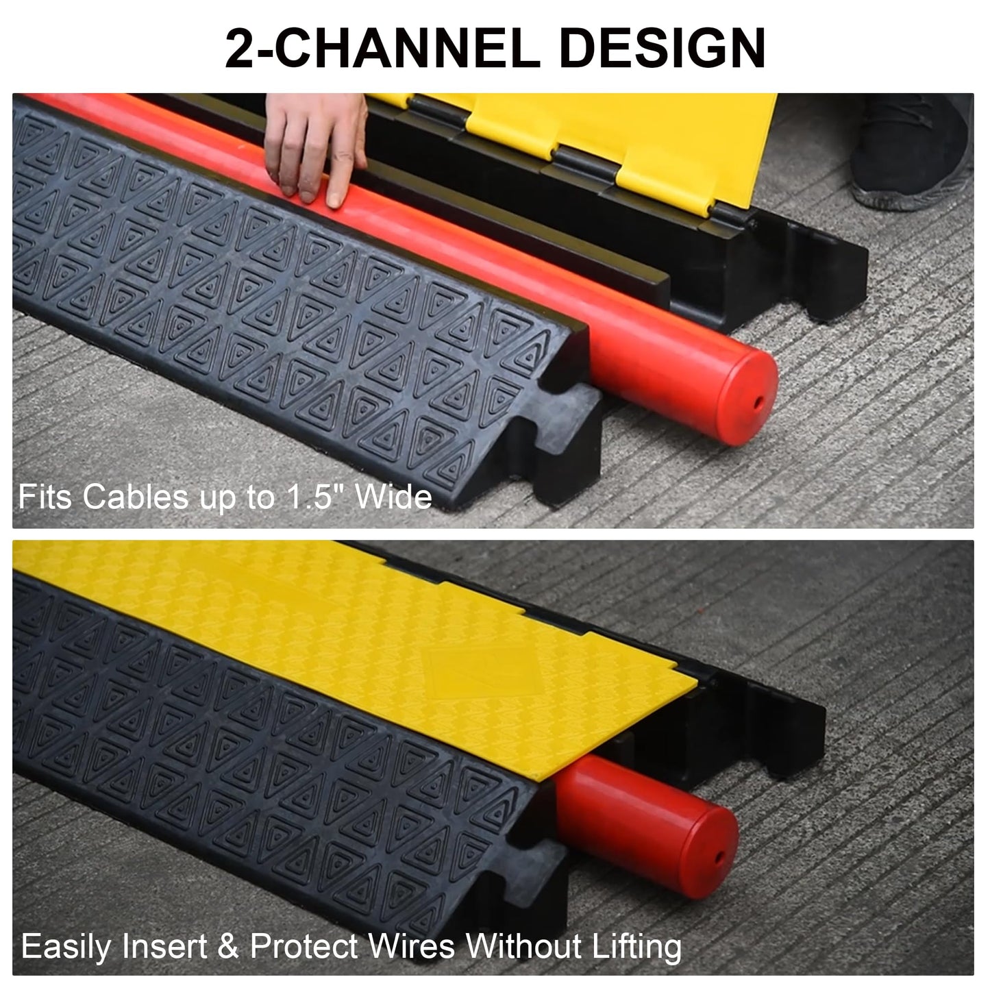 OrangeStar Heavy-Duty Rubber Cable Protector Ramp 2-Channel