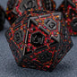 DND Metal Dice Set, Polyhedral Dice Set for RPG D&D Dice with Cracks Dungeons and Dragons Dice Set for RPG TTRPG D&D Die with Gift Case(Black Nickel Red)