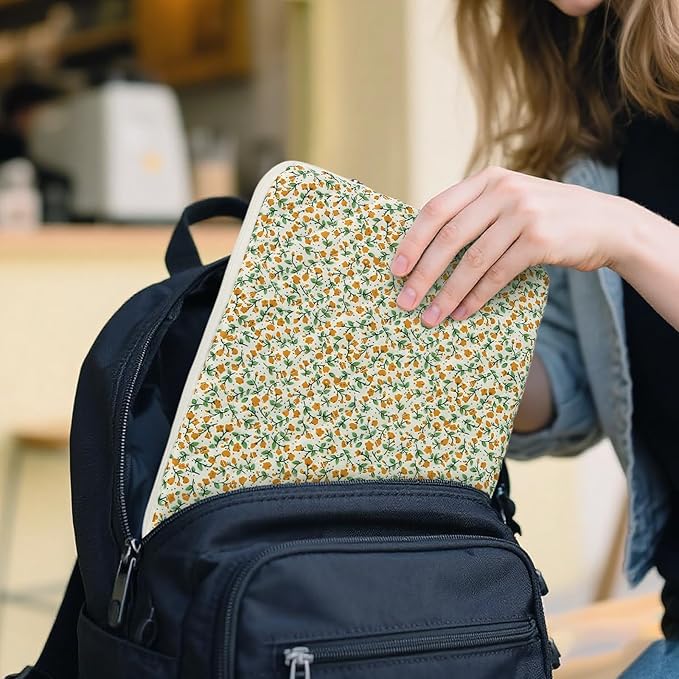 Puffy Laptop Sleeve 13-15.6 Inch Cute Quilted Laptop Protective Case Padded Floral Computer Sleeve for MacBook (B-Yellow, 15 Inch)
