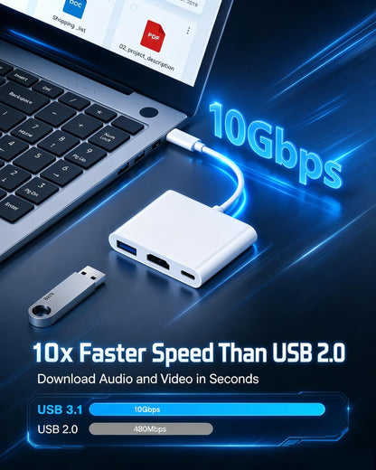 AIRSKY USB-C Digital AV Multiport Adapter, USB C to HDTV Adapter