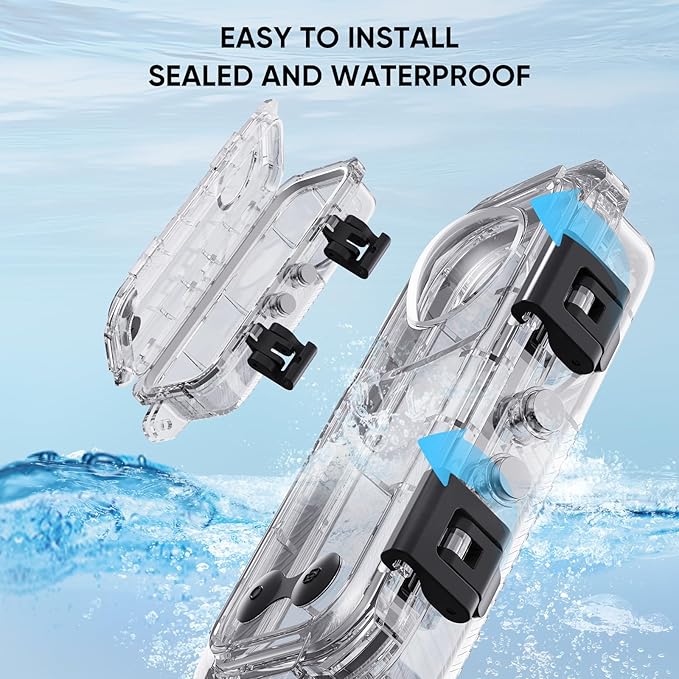 HONGDAK Invisible Dive Case for Insta360 X4, 45m/147ft Waterproof Case Protective Underwater Diving Housing Shell for Insta360 X4 with with Bracket Accessories & Anti- Fog Inserts