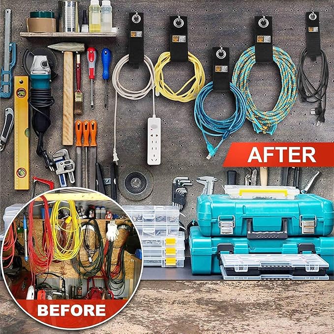 22PCS Heavy Duty Storage Straps Garage Organization Tool Organizers and Storage Fastening Straps Cord Wrap Keeper, Cable Straps for Cords, Hoses, Rope, RV, Boat, and Garage Storage and Organization