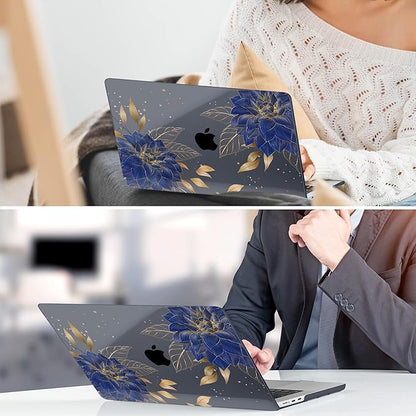 TWOLSKOO Compatible with M4 MacBook Air 15 inch Case 2025-2023 Released Model M4 A3241 M3 A3114 M2 A2941, Plastic Hard Shell & Screen Protector & Keyboard Cover & Trackpad Film, Dahlia Flowers