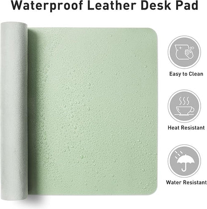 Aothia Large PU Leather Desk Pad Protector - Non-Slip Mouse Pad & Writing Mat for Office/Home, Waterproof, Easy to Clean (48" x 17",Aqua)