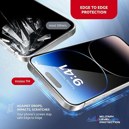Screen Protector for iPhone 14 Pro Max – Tempered Glass Screen Protector for iPhone 14 Pro Max Kit with Applicator - Full Edge-to-Edge Protection, 9H Hardness, Oleophobic Coating - Black