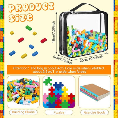 Sanwuta 6 Packs Toy Storage Bags, PVC Organizing Case Bags with Zipper, Waterproof Toy Container for Board Games, Building Blocks, Puzzles, Small Toys and Kids Books(Small,Clear)
