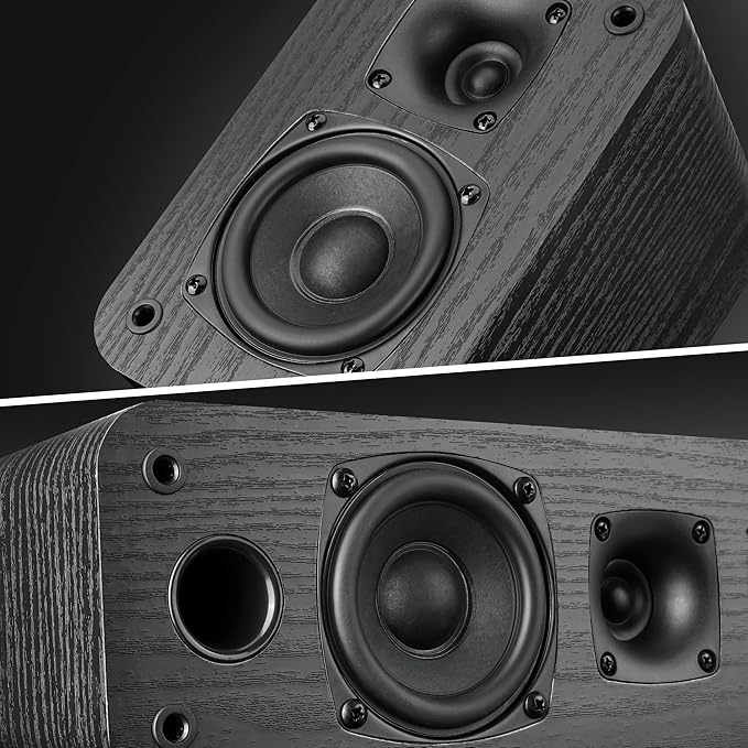 Saiyin 5.0 Home Theater System, 100w HiFi Surround Sound Speakers with Stereo Surround Sound and Classic Rretro Wood Grain for TV/PC, Passive, Amplifier or Receiver Required, Cable Not Included