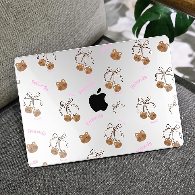 MEEgoodo Case for MacBook Pro 13 inch Case 2022 2021 2020 New A2338 M2/M1 A2251 A2289, Laptop Hard Shell with Keyboard & Camera Cover Compatible with 13 inch MacBook Pro, Teddy Bear & Bows