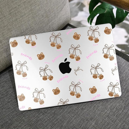 MEEgoodo Case for MacBook Pro 13 inch Case 2022 2021 2020 New A2338 M2/M1 A2251 A2289, Laptop Hard Shell with Keyboard & Camera Cover Compatible with 13 inch MacBook Pro, Teddy Bear & Bows