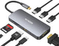 USB C Hub Multiport USB C Adapter for MacBook Pro 2023 2022 2021 2020,USB C Hub USB C to HDMI VGA SD TF Card Reader 3USB 3.0 and USB C Power Pass-Through Port