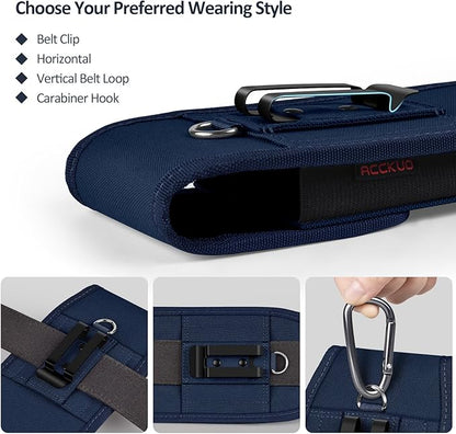 Phone Holster for Belt with Metal Clip and Magnetic Closure Compatible with iPhone 16/15/14/13/12 Pro Max, Galaxy S25/S24/S23/S22 Plus & FE for Everyday Protection, L-Blue