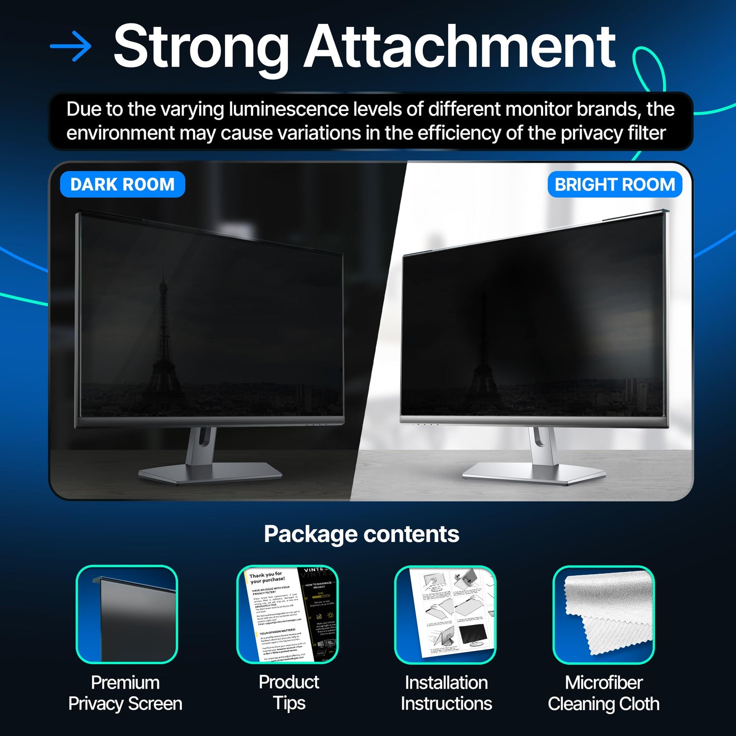 Universal Acrylic 17, 17.1, 18.1, 19 Inch Computer Privacy Screen Filter for Square Computer Monitors - 5:4 Aspect Ratio - 15.3" x 12.6" (390 x 320mm) - Monitor Frame Hanging Type