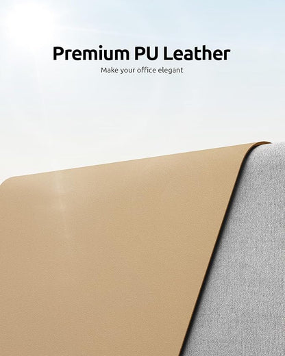 YSAGi Leather Desk Protector, Office Mat, Large Mouse Mat, Non-Slip PU Leather Blotter, Laptop Desk, Waterproof Writing Pad for Office and Home (Latte, 35.4" x 17")