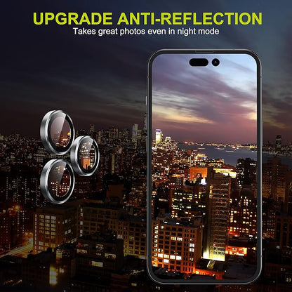 WSKEN for iPhone 14 Pro/iPhone 14 Pro Max Camera Lens Protector,[Night Shooting Mode] HD Tempered Metal Glass Camera Screen Protector Cover Film Accessories, Silver