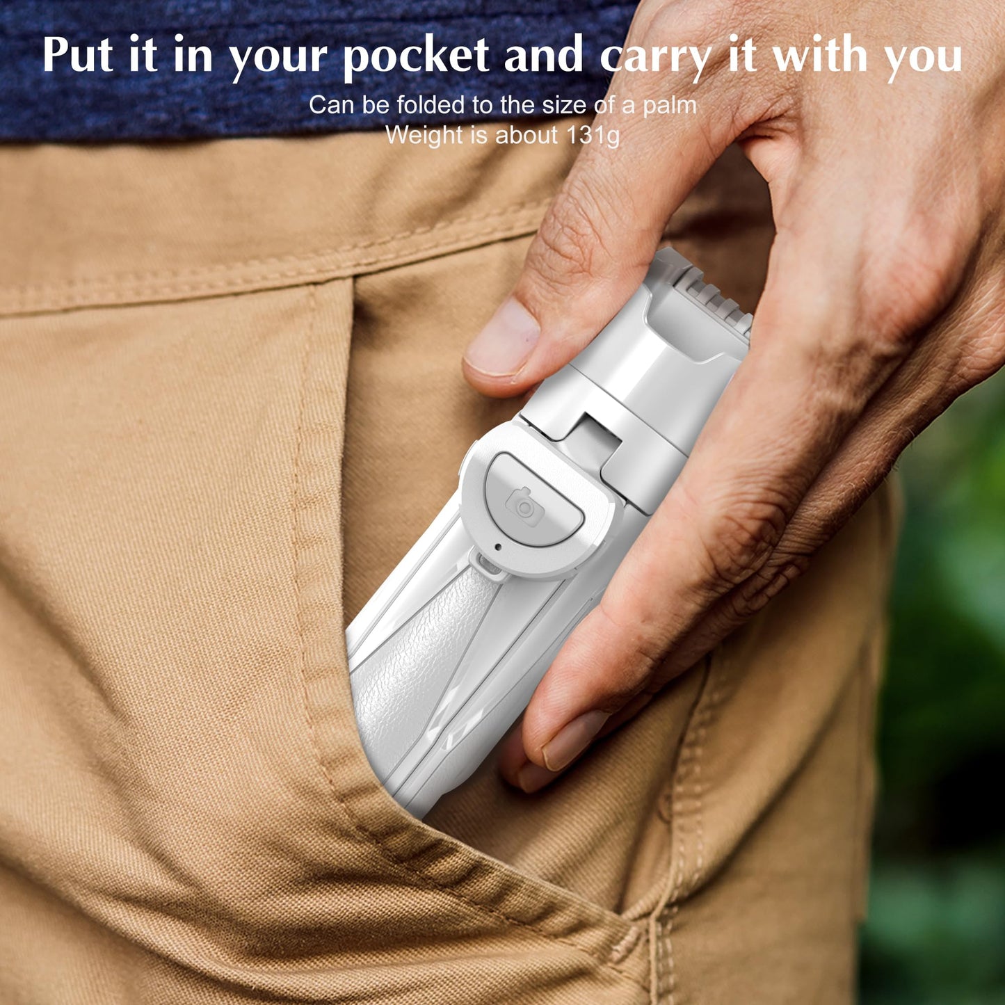 Mini Selfie Stick Tripod, 41.5cm Extendable Grip Phone Tripod with Detachable Remote Pocket Size, 4-in-1 Mini Phone Grip, 10m Wireless Shutter, Vlog Livestreaming Photography （White）