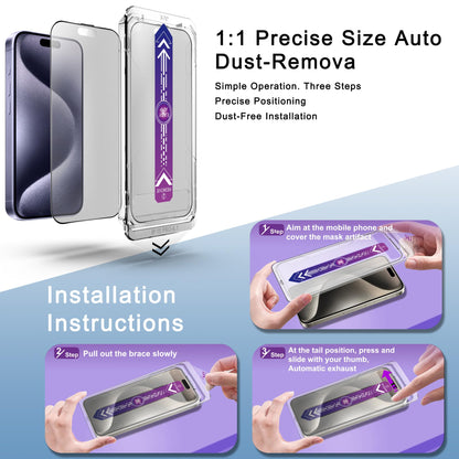 SHANG PIN JIA 2 Pack Matte Screen Protector for iPhone 15 Pro 6.1-Inch Auto Dust Removal, No Bubbles, Tempered Glass Film, Easy Installation