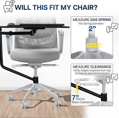 VIVO Office Chair Mounted 26 x 12 Inch Keyboard and Mouse Tray, Ergonomic Tilt, Full Motion 360 Degree Rotation, Black, MOUNT-KB08C