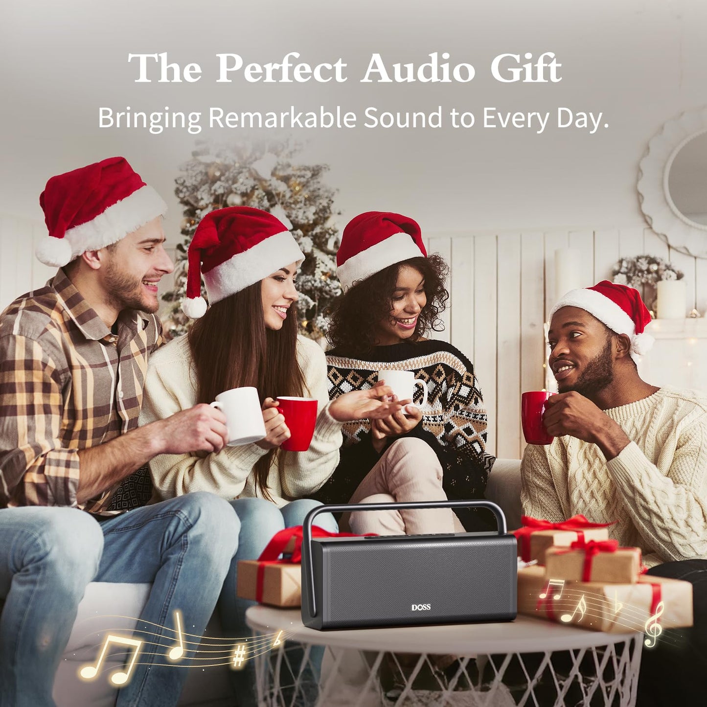 DOSS SoundBox XL Pro Bluetooth Speaker with 50W Powerful Stereo Sound, Extra Bass,16H Playtime, Integrated Metal Body, Aluminum Alloy Handle, Portable for Home, Office, Backyard, Camping