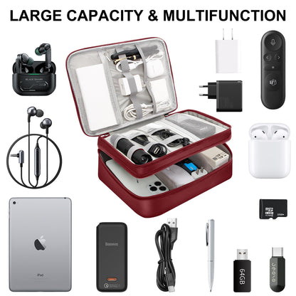 CILLA Electronic Organizer Travel Case, Travel Cord Organizer Case Portable Waterproof Cable Organizer Bag for Charger, Cord, USB, Power Bank, Earphone