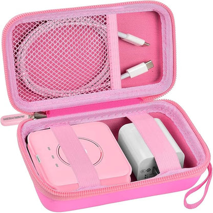 Travel Case for UCOMX for Nano/for Iseyyox/for LISEN/for RTOPS 3 in 1 Wireless Charger, Foldable Magnetic Charging Station Storage Holder Bag for Fast Charge Pad Cable and Adapter, Pink-Box Only