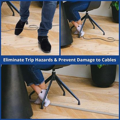 Cord Cover Floor 6ft Grey, PVC Floor Cable Cover, Cord Hider Floor Cord Protector Prevent Cable Trips & Protect Wires, Floor Cable Management Hide Cords on Floor, Cord Cavity - W0.47 x H0.28