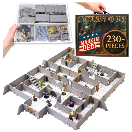 Dirt Cheap Dungeons Knight Dungeon Set - 460pc Mega Dungeon & Castle Kit - 36ft of Linear Walls for 1" Grid TTRPG - D&D, Pathfinder, Daggerheart