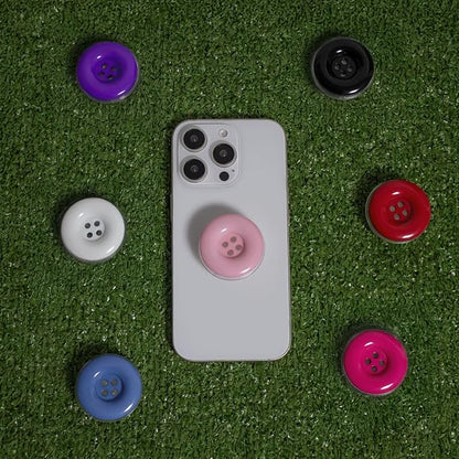 Solid Color Button Phone Grip – Minimalist Design, Durable and Lightweight, Grip and Stand for Smartphones (Hot Pink, Adhesive Type)