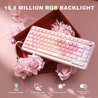 YUNZII B75 PRO 75% Wireless Mechanical Keyboard (Pink, Cocoa Cream V2)