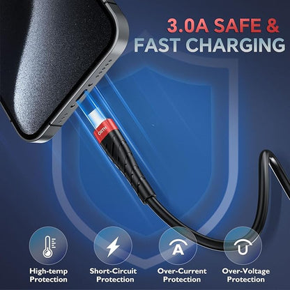 OIITH USB C Cable, USB A to USB C 3A Fast Charging (3FT 3Pack) Phone USB Type-C Charge Cable Android Charge Cord USB C Charger Cable for iPhone 15 Plus/Pro/Pro Max/Samsung/Pad/Laptop/LG/-Red