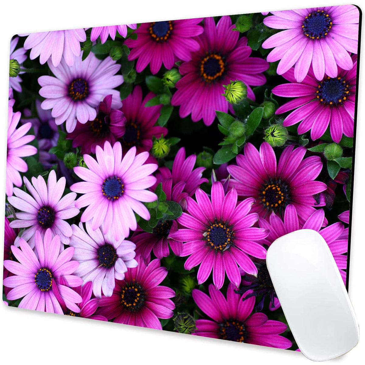 KUOSGM Mouse Pad, Premium-Textured Mouse Mat, Non-Slip Rubber Base Mousepad for Laptop, Computer & PC,9.5×7.9 in,Pink Green Flower
