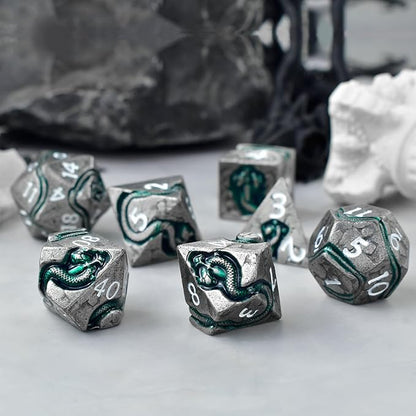RULE DICE Serpent's Cunning DND Dice Set - Metal Dungeons and Dragons Dice for Players & DMS - Balanced Polyhedral D&D Dice, Unique D and D Gift for GMS and Players
