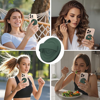 Magnetic Phone Ring Grip Holder, Silicone Finger Loop Grip, Compatible with MasSafe, Back of Phone for iPhone Pro Max/Plus/16/15/15/14/13/12 Series, Alpine Green