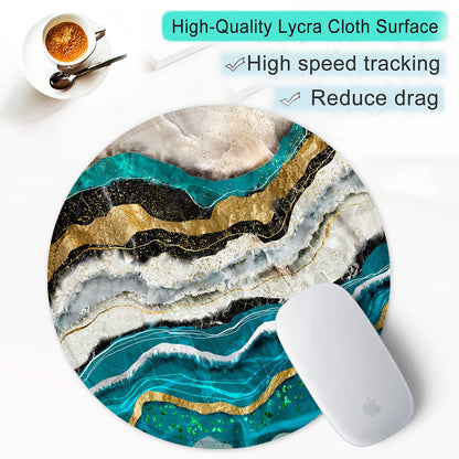 ITNRSIIET Round Mouse Pad with Stitched Edge Premium-Textured Waterproof Non-Slip Rubber Base Desktop Protection Mat Diameter 8.7 inches, Abstract Light Luxury