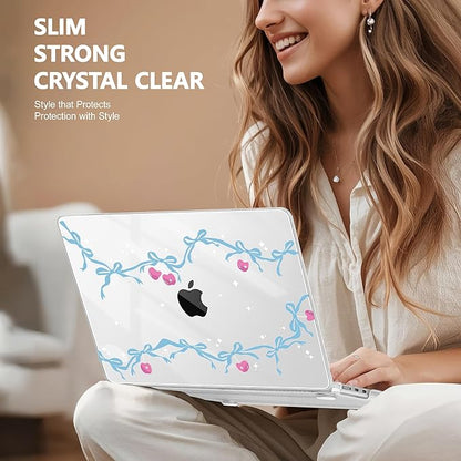 Case for MacBook Air 15 Inch 2025 2024 2023 Release M4 A3241 M3 A3114 M2 A2941, Hard Shell with Screen Protector & Keyboard Cover, Compatible with Touch ID, Cherry Bow