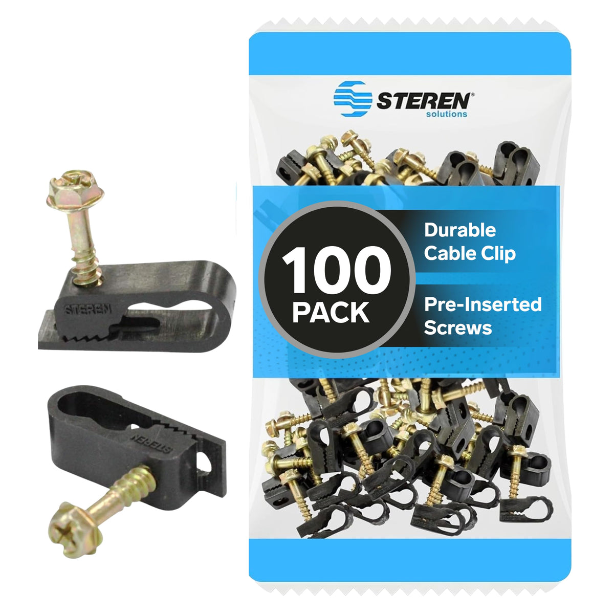 STEREN Coaxial Cable Clips - Cable Holders - White - 200 Pack