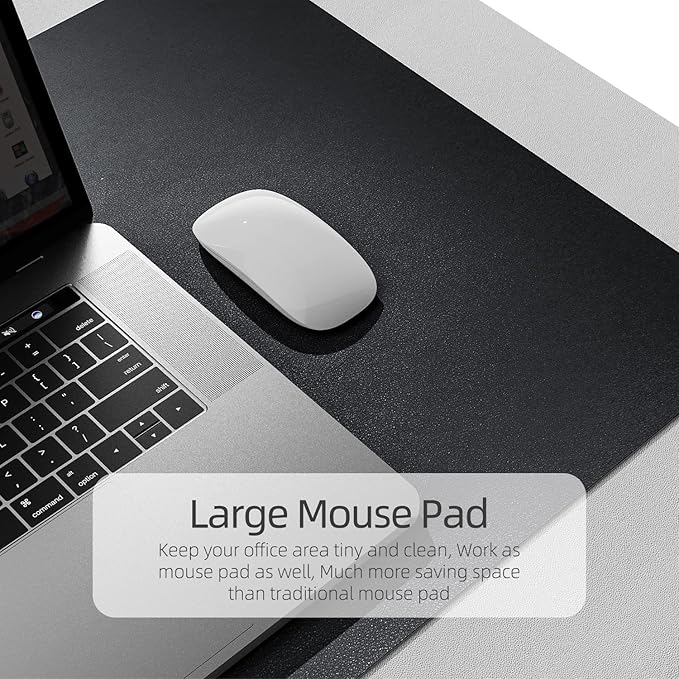 YSAGi Dual-Sided Desk Pad Protector, Waterproof Leather Desk Mat, Large Mouse Pad, Office Desk Pad Writing Pad (31.5" x 15.7", Black+Grey)
