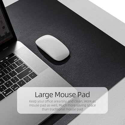 YSAGi Dual-Sided Desk Pad Protector, Waterproof Leather Desk Mat, Large Mouse Pad, Office Desk Pad Writing Pad (31.5" x 15.7", Black+Grey)