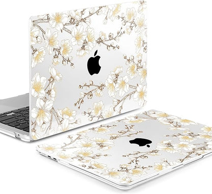 MEEgoodo for M4/M3/M2 MacBook Air 15.3 inch Case 2025 2024 2023, Case Fit Model (A3241/A3114/A2941) for MacBook Air 15 inch, Laptop Hard Shell with Keyboard Cover, Cherry Branches