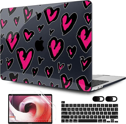 MEEgoodo Case for MacBook Pro 13 inch Case 2022 2021 2020 New A2338 M2/M1 A2251 A2289, Laptop Hard Shell with Keyboard & Camera Cover Compatible with 13 inch MacBook Pro, Handwritten Heart