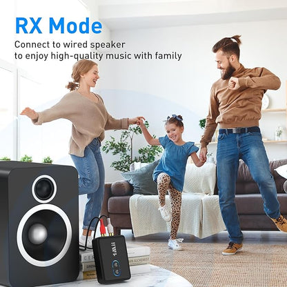 1Mii RCA Bluetooth 5.3 Adapter for TV, 3.5mm AUX Bluetooth Transmitter Receiver for 2 AirPods or Headphones, Home Stereo, Speakers, Projector, Treadmills, PC, with Volume Control, aptX Low Latency