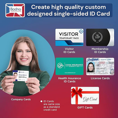 Bodno Magicard 600 Single Sided ID Card Printer & Complete Supplies Package ID Software - Silver Edition